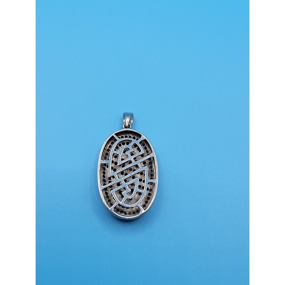 Modern Sterling Silver Oval Swirl Blue Diamond 1.40 ctw Pendant by SJ - Picture 15 of 16